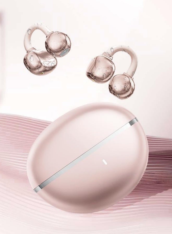Sparkling butterfly clip-on wireless earbuds: Waterproof, noise-cancelling, long battery life, and IMAX-like immersive sound. Comfortable to wear, with a detachable butterfly clip that doubles as a stylish fashion statement.rose gold - Image 1